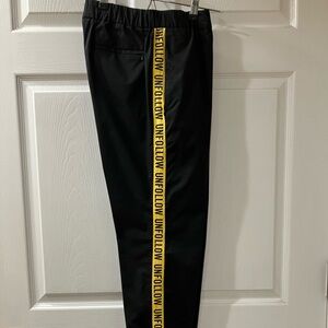 ZARA MENS BLACK PANTS with Yellow Side Stripe SIZE 30